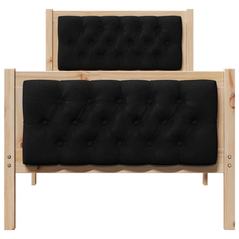 Ramka łóżka Z zagłówkiem Czarny 75 x 190 cm Lite drewno sosnowe