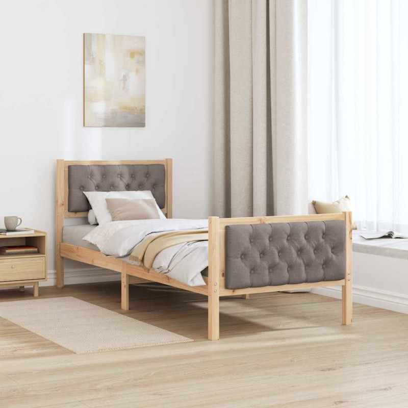 Ramka łóżka Ciemnoszary 75 x 190 cm Lite drewno sosnowe