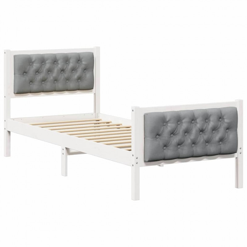 Ramka łóżka Jasnoszary 75 x 190 cm Lite drewno sosnowe