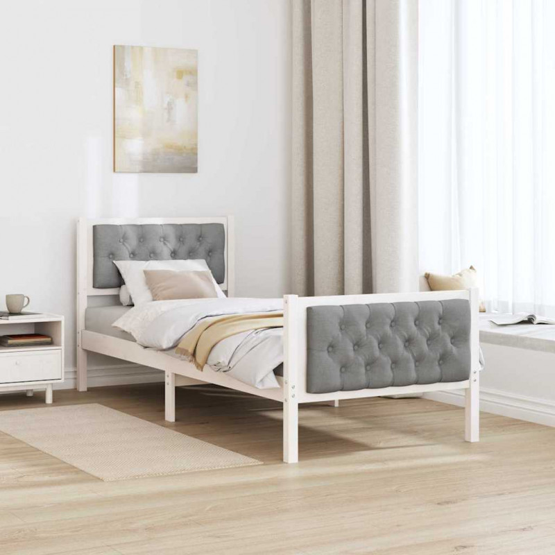 Ramka łóżka Jasnoszary 75 x 190 cm Lite drewno sosnowe