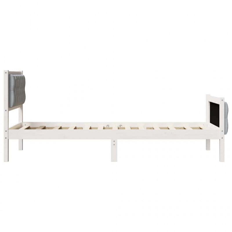 Ramka łóżka Jasnoszary 75 x 190 cm Lite drewno sosnowe