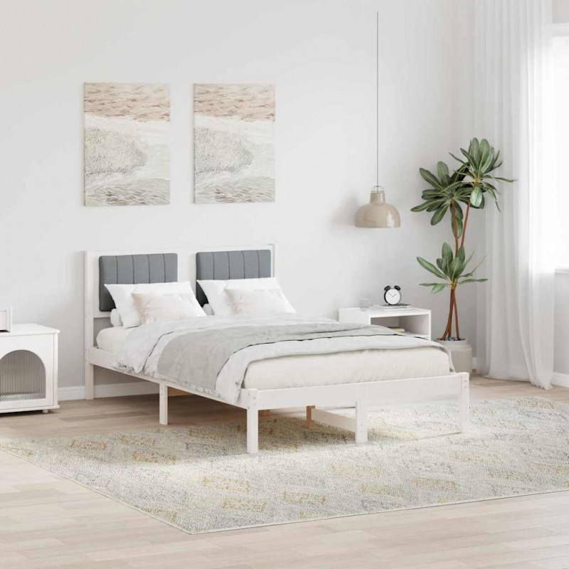 Ramka łóżka z tapicerowanym wezgłowiem Jasnoszary 120 x 200 cm