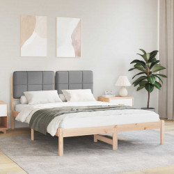 Ramka łóżka z tapicerowanym wezgłowiem Jasnoszary 150 x 200 cm