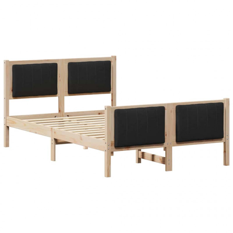 Rama łóżka brązowo-czarny 120 x 200 cm Lite drewno sosnowe