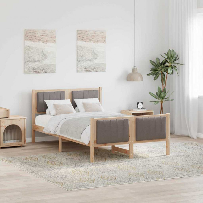 Rama łóżka Brązowy i taupe 120 x 200 cm Lite drewno sosnowe