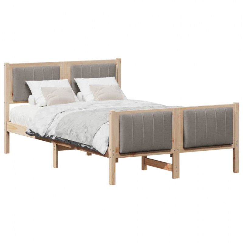 Rama łóżka Brązowy i taupe 120 x 200 cm Lite drewno sosnowe