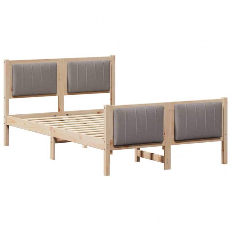 Rama łóżka Brązowy i taupe 120 x 200 cm Lite drewno sosnowe