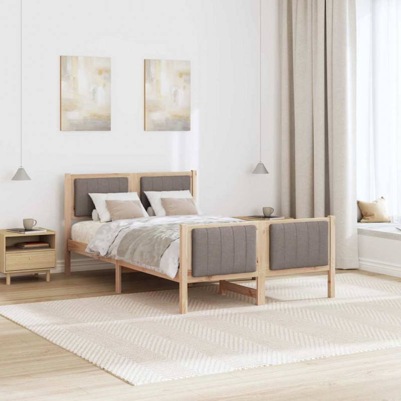 Rama łóżka Brązowy i taupe 120 x 200 cm Lite drewno sosnowe