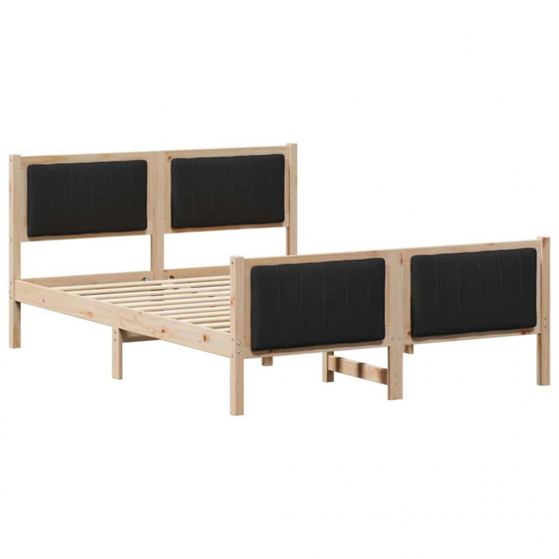 Rama łóżka brązowo-czarny 135 x 190 cm Lite drewno sosnowe