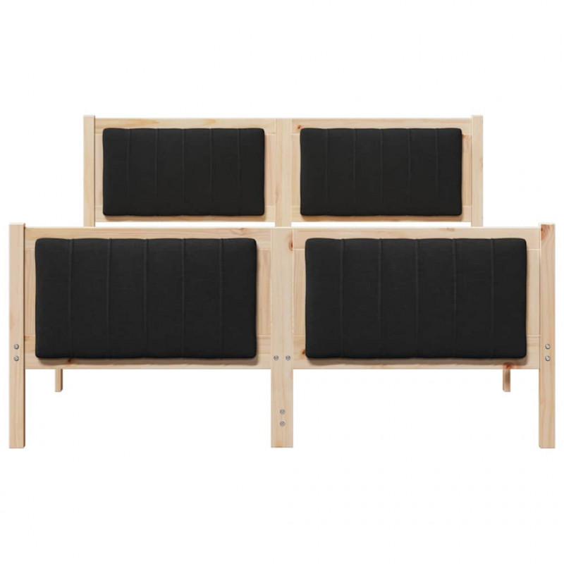 Rama łóżka brązowo-czarny 135 x 190 cm Lite drewno sosnowe