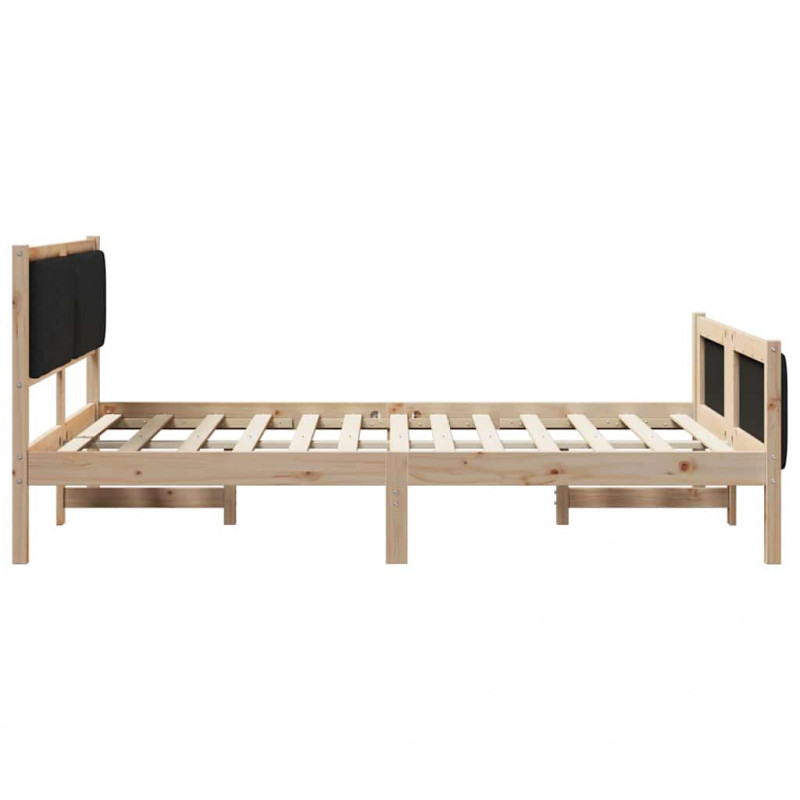 Rama łóżka brązowo-czarny 135 x 190 cm Lite drewno sosnowe
