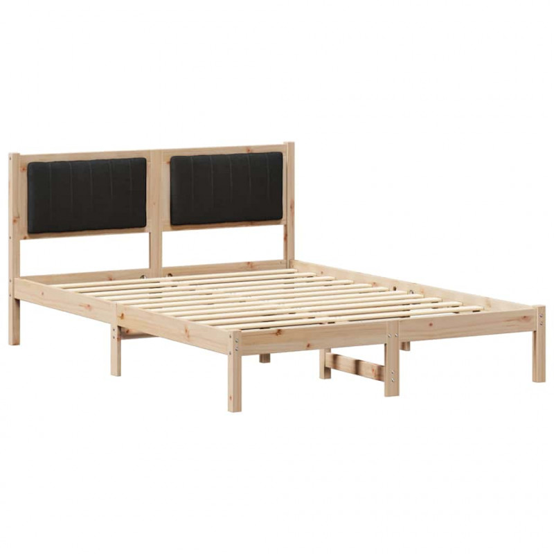 Ramka łóżka z tapicerowanym wezgłowiem Czarny 135 x 190 cm