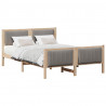 Rama łóżka Brązowy i taupe 135 x 190 cm Lite drewno sosnowe