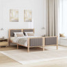 Rama łóżka Brązowy i taupe 135 x 190 cm Lite drewno sosnowe