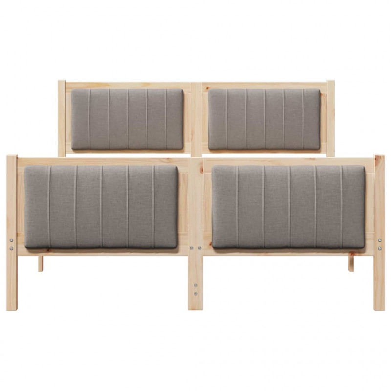 Rama łóżka Brązowy i taupe 135 x 190 cm Lite drewno sosnowe