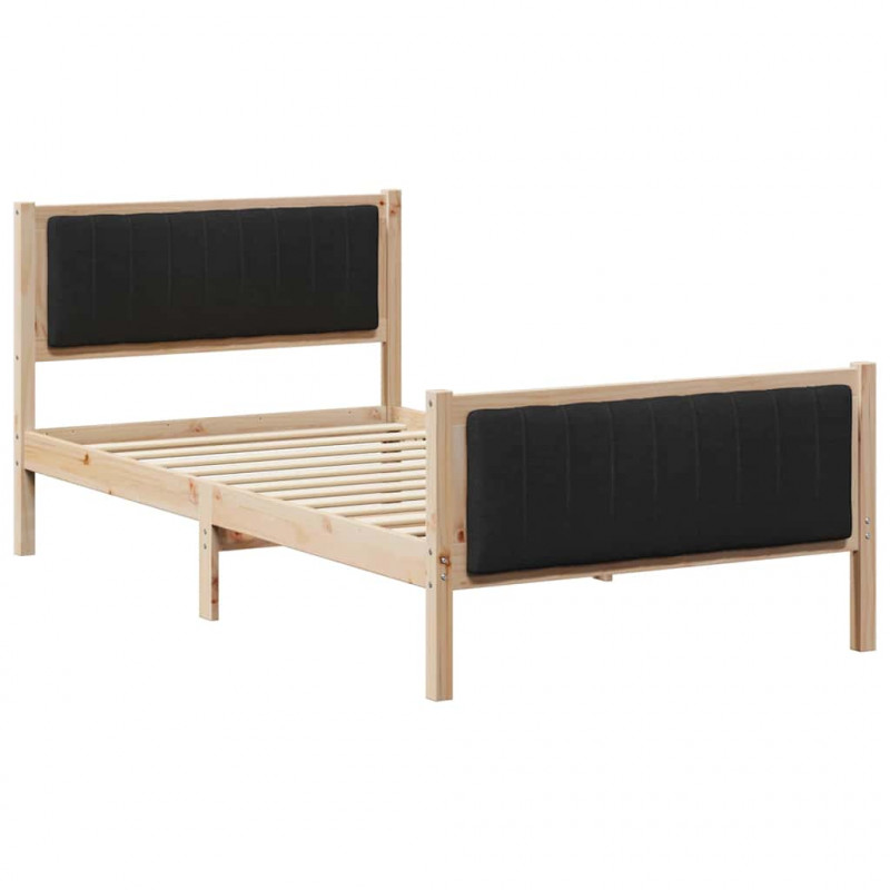 Rama łóżka brązowo-czarny 100 x 200 cm Lite drewno sosnowe