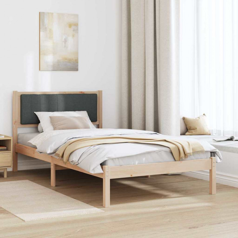 Ramka łóżka z tapicerowanym wezgłowiem Ciemnoszary 100 x 200 cm