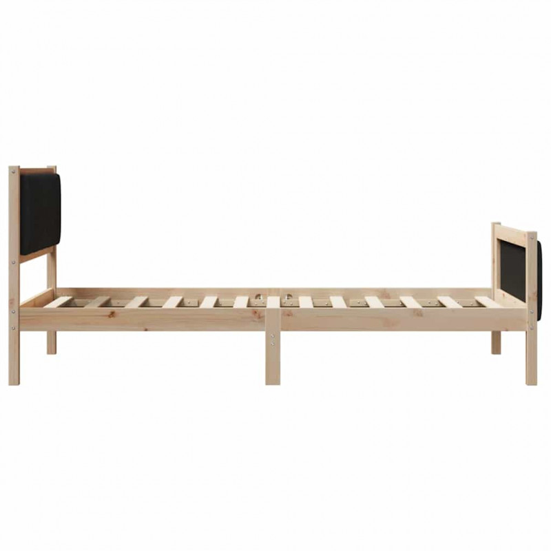 Rama łóżka brązowo-czarny 100 x 200 cm Lite drewno sosnowe