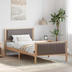 Rama łóżka Brązowy i taupe 100 x 200 cm Lite drewno sosnowe
