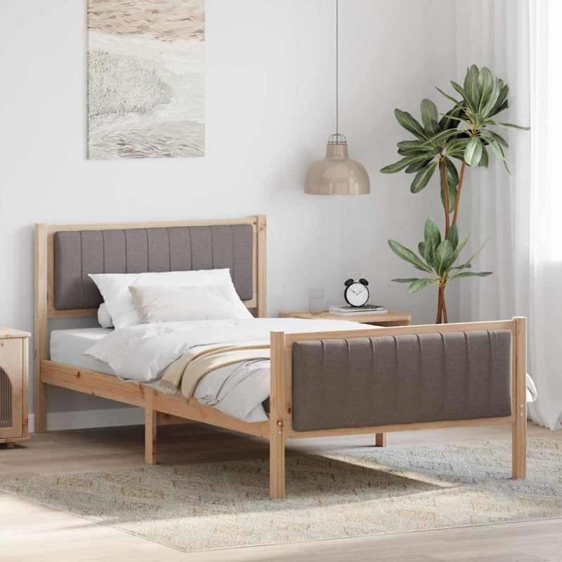 Rama łóżka Brązowy i taupe 100 x 200 cm Lite drewno sosnowe