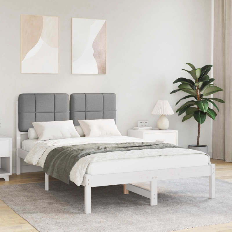Ramka łóżka z tapicerowanym wezgłowiem Jasnoszary 120 x 200 cm