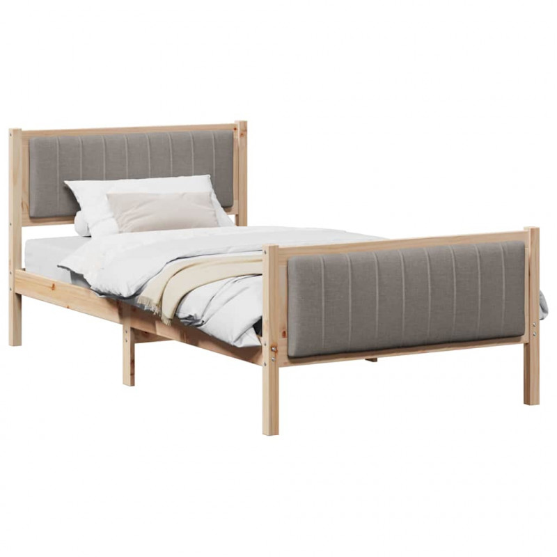 Rama łóżka Brązowy i taupe 100 x 200 cm Lite drewno sosnowe