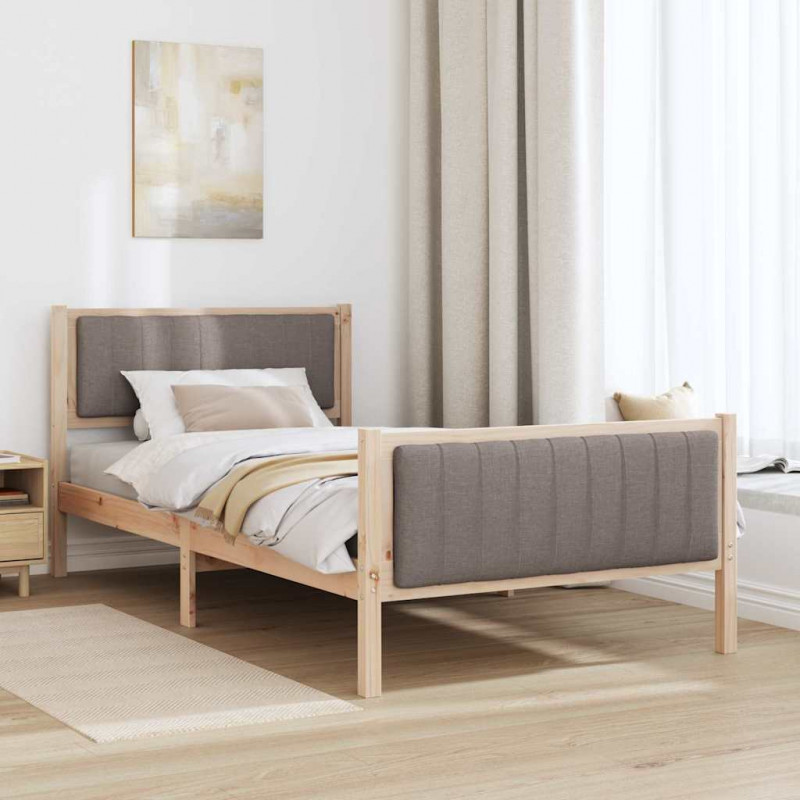 Rama łóżka Brązowy i taupe 100 x 200 cm Lite drewno sosnowe