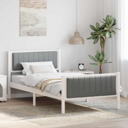 Rama łóżka Biały i jasnoszary 100 x 200 cm Lite drewno sosnowe