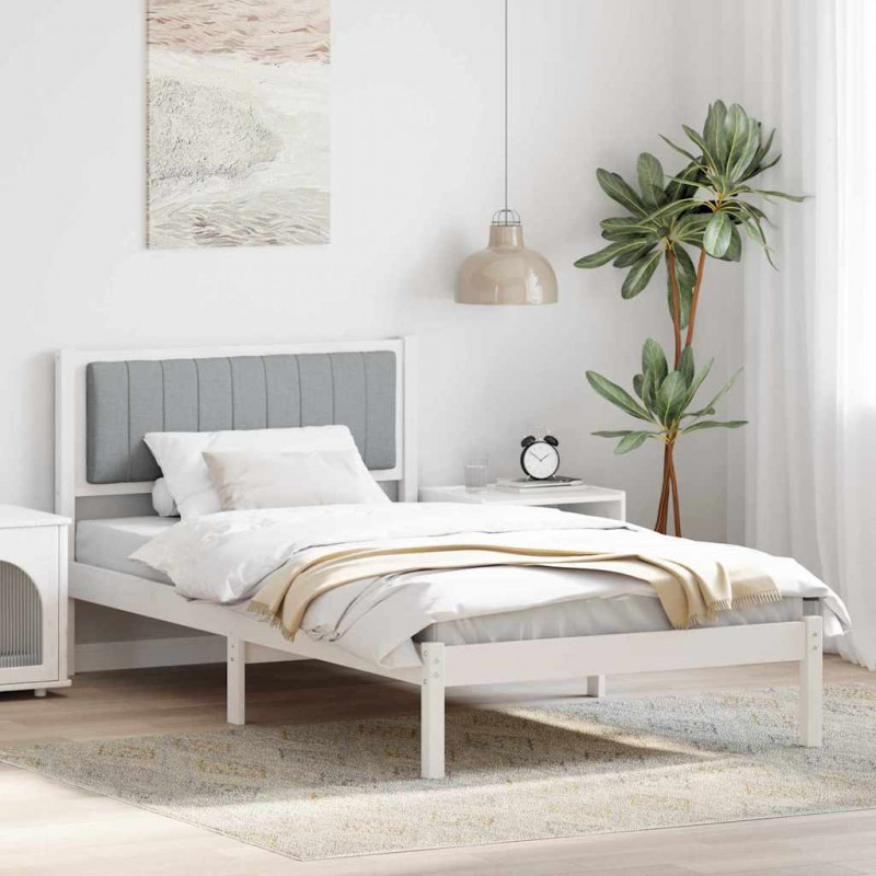 Ramka łóżka z tapicerowanym wezgłowiem Jasnoszary 100 x 200 cm
