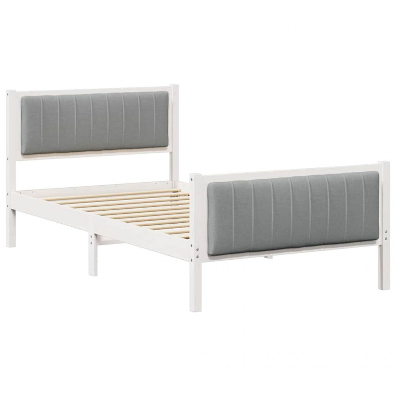 Rama łóżka Biały i jasnoszary 100 x 200 cm Lite drewno sosnowe