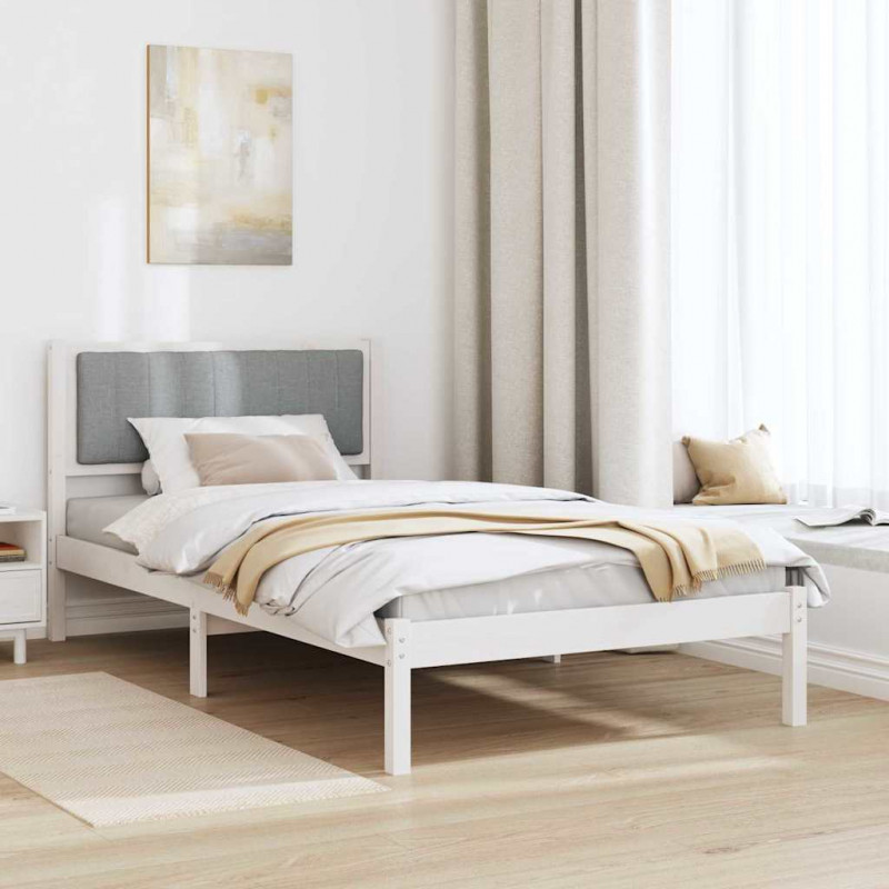 Ramka łóżka z tapicerowanym wezgłowiem Jasnoszary 100 x 200 cm