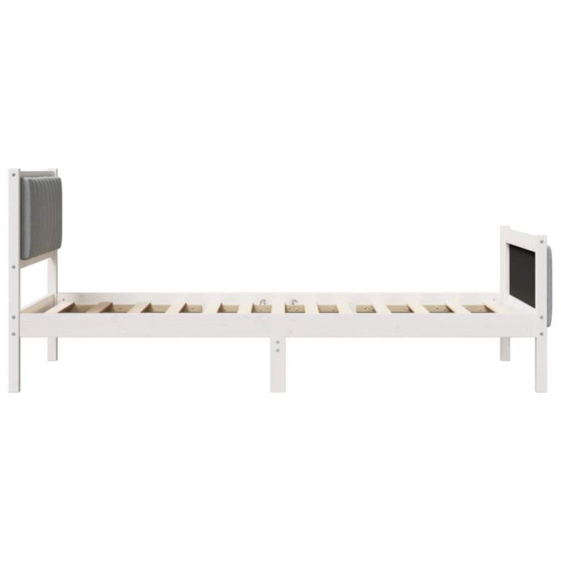 Rama łóżka Biały i jasnoszary 100 x 200 cm Lite drewno sosnowe