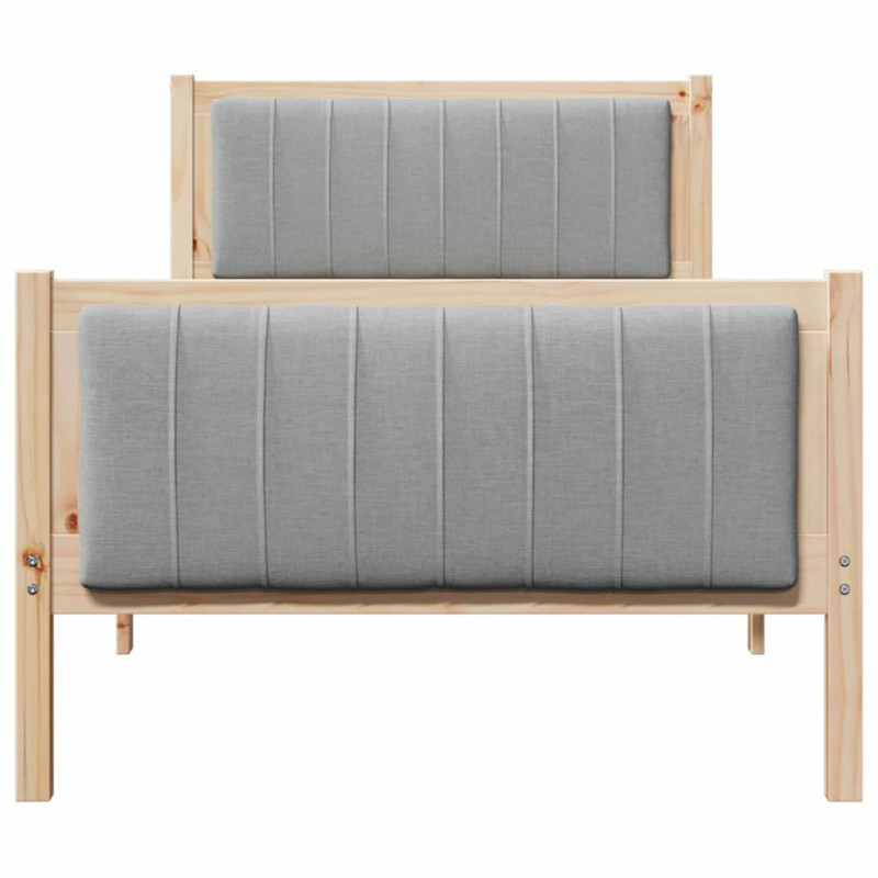 Rama łóżka Brązowy i jasnoszary 90 x 200 cm Lite drewno sosnowe