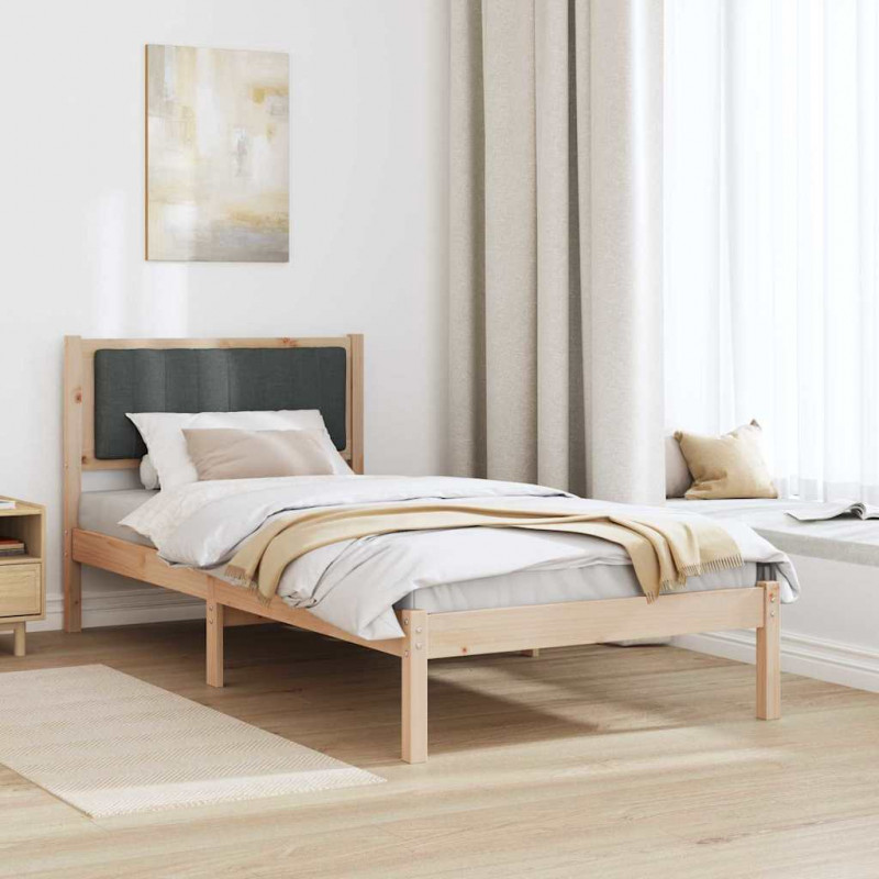 Ramka łóżka z tapicerowanym wezgłowiem Ciemnoszary 90 x 200 cm