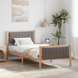 Rama łóżka Brązowy i taupe 90 x 200 cm Lite drewno sosnowe