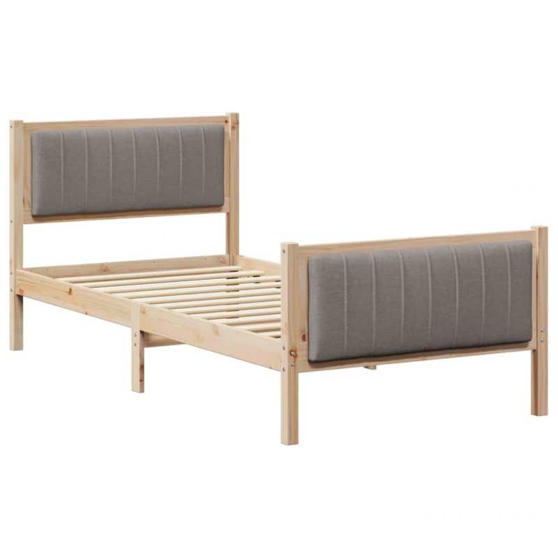 Rama łóżka Brązowy i taupe 90 x 200 cm Lite drewno sosnowe