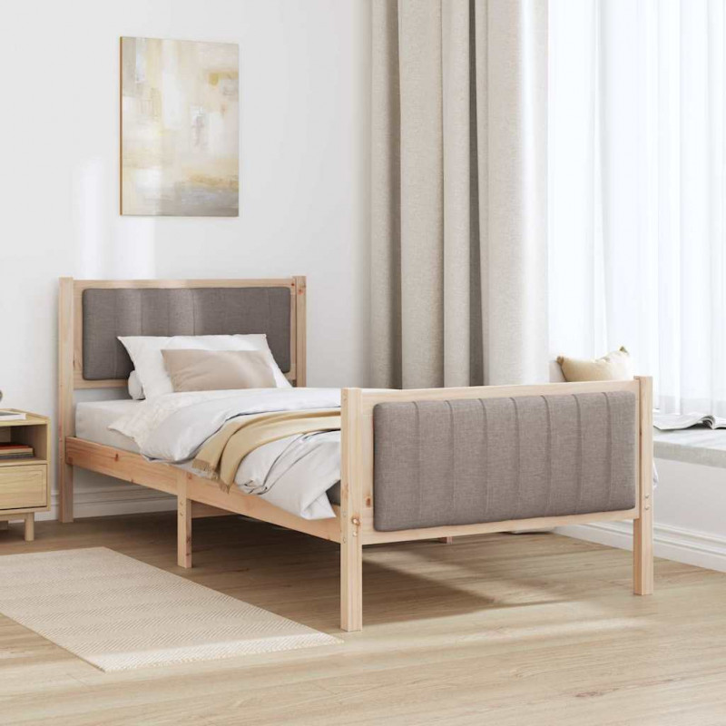 Rama łóżka Brązowy i taupe 90 x 200 cm Lite drewno sosnowe