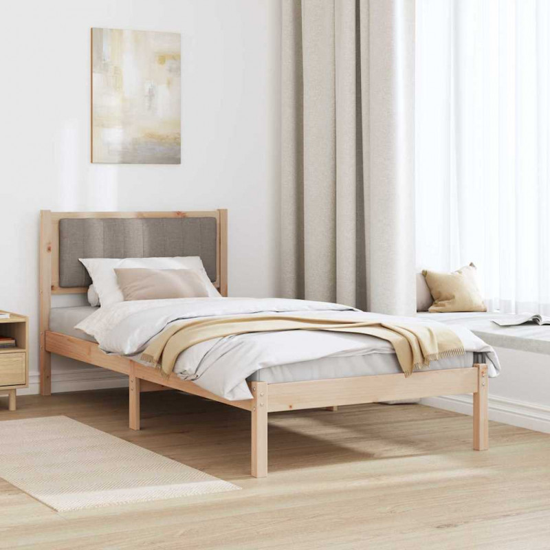 Ramka łóżka z tapicerowanym wezgłowiem Ciemnoszary 90 x 200 cm