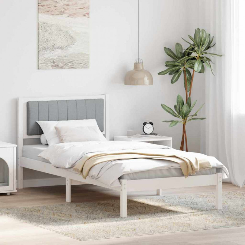 Ramka łóżka z tapicerowanym wezgłowiem Jasnoszary 90 x 200 cm