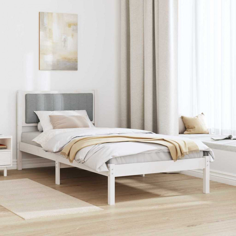 Ramka łóżka z tapicerowanym wezgłowiem Jasnoszary 90 x 200 cm