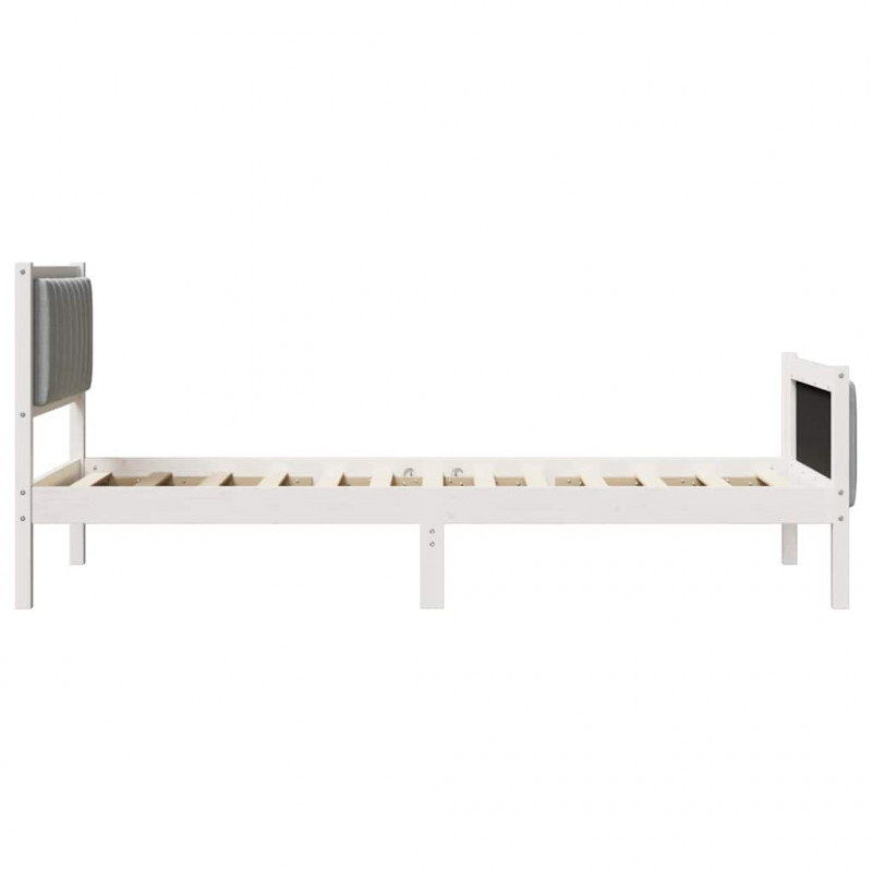 Rama łóżka Biały i jasnoszary 90 x 200 cm Lite drewno sosnowe