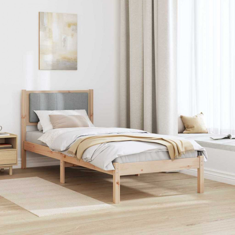 Ramka łóżka z tapicerowanym wezgłowiem Jasnoszary 80 x 200 cm