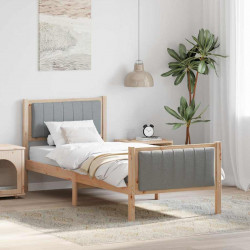 Rama łóżka Brązowy i jasnoszary 80 x 200 cm Lite drewno sosnowe