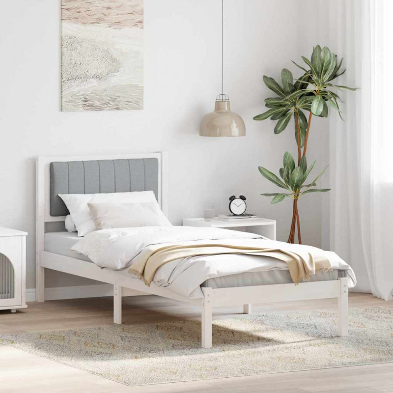 Ramka łóżka z tapicerowanym wezgłowiem Jasnoszary 80 x 200 cm