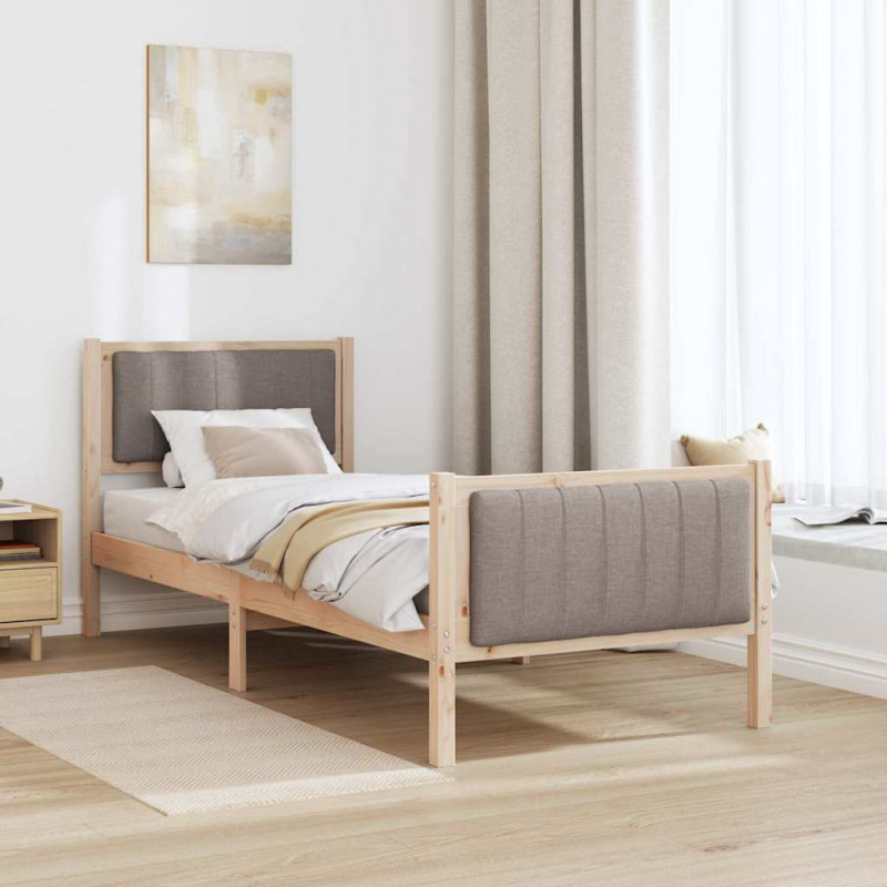 Rama łóżka Brązowy i taupe 80 x 200 cm Lite drewno sosnowe