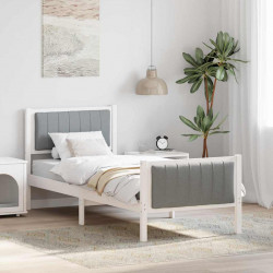 Rama łóżka Biały i jasnoszary 80 x 200 cm Lite drewno sosnowe
