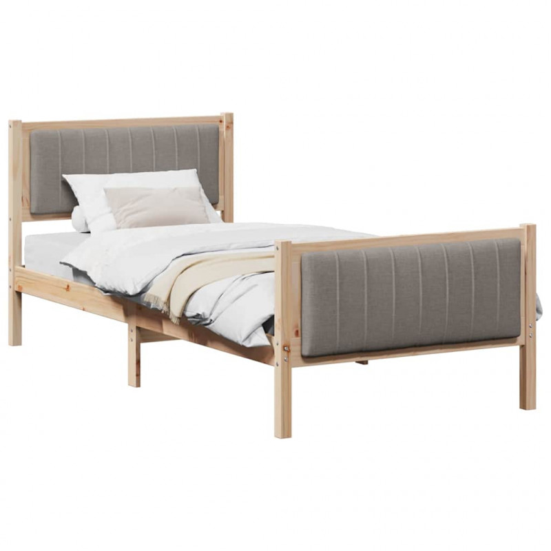 Rama łóżka Brązowy i taupe 90 x 190 cm Lite drewno sosnowe