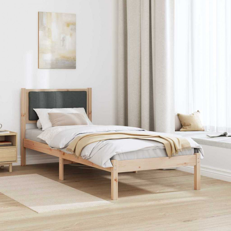 Ramka łóżka z tapicerowanym wezgłowiem Ciemnoszary 75 x 190 cm