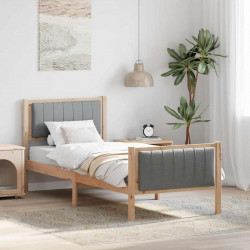 Rama łóżka Brązowy i jasnoszary 75 x 190 cm Lite drewno sosnowe