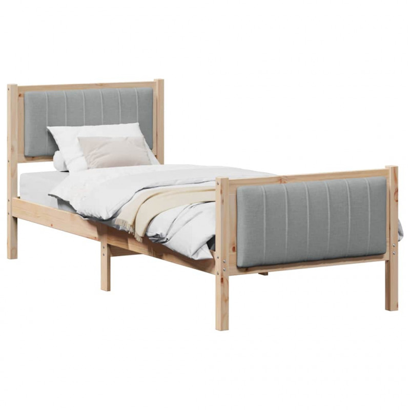 Rama łóżka Brązowy i jasnoszary 75 x 190 cm Lite drewno sosnowe